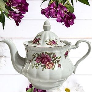 Vintage Porcelain Teapot Made in Poland Decorated with Flowers  by Crystal Cle…
